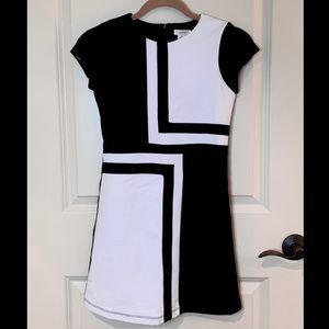 KC Parker black and white checker tile mini dress